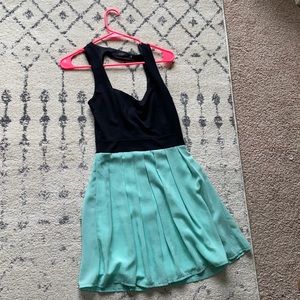 Black and teal/mint dress